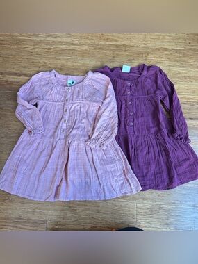 COTTON ON Kids Gauze Long Sleeve Button-Front Dresses